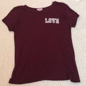 Super soft burgundy LOVE shirt